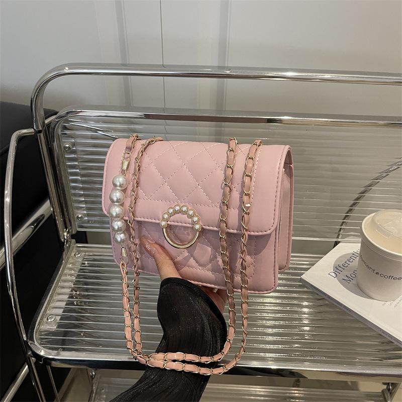 Rhombus Chain Bag Women's 2025 New Trend Fashion Oblique Span Bag Versatile Niche High-end Shoulder Small Square Bag