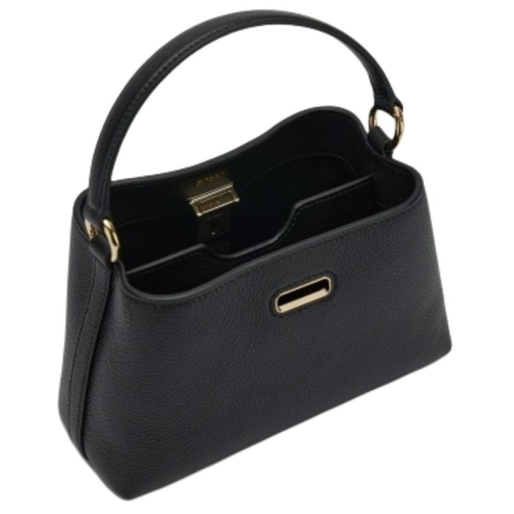 Bally Lock Me 2025 Spring Summer Collection Metal Finish Lock Closure Leather Handbag Shoulder Bag Mini Women Handbags Black 6311552