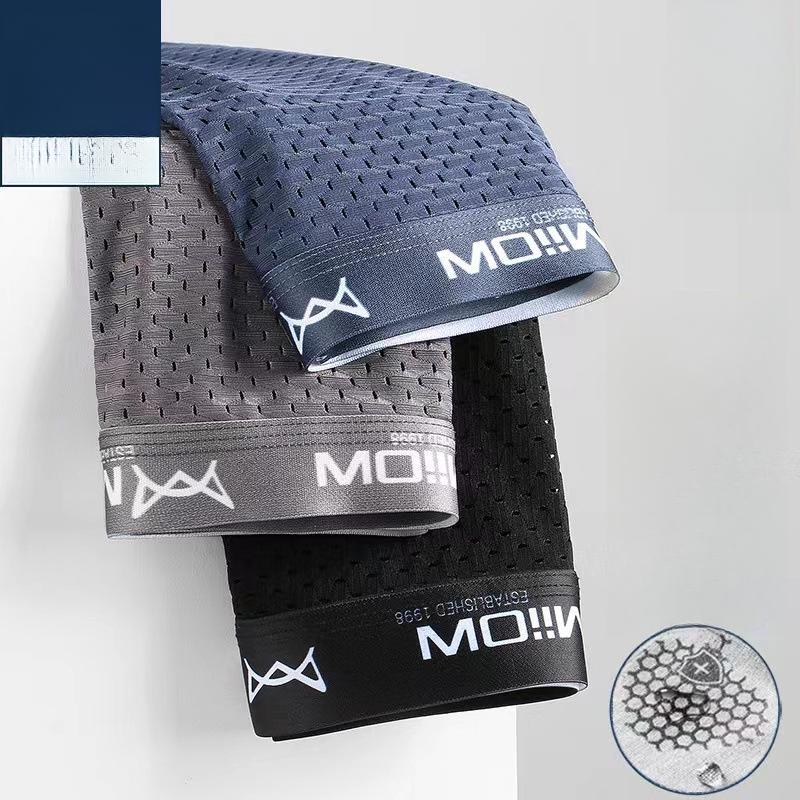 

3pcs Men s Ice Silk Mesh Breathable Thin and Sexy Boxer Shorts Boxer Brief L