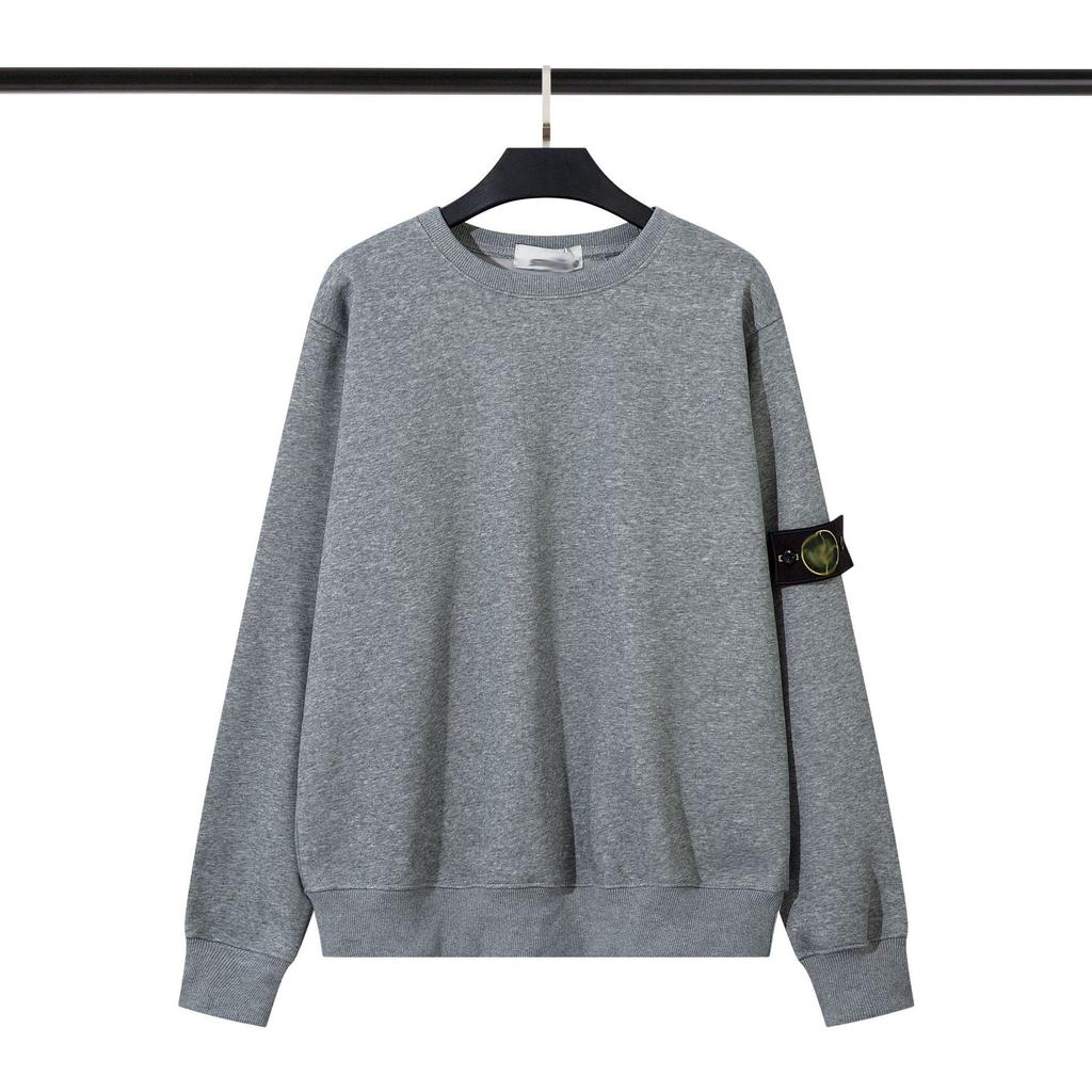 STON Basic Solid Color Compass Patch Fleece Hoodie Long Sleeve Pullover Sweatshirt for Men Women