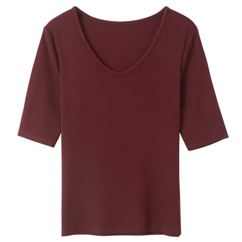 Sancai Women's Slim Fit V-Neck Short Sleeve T-Shirt