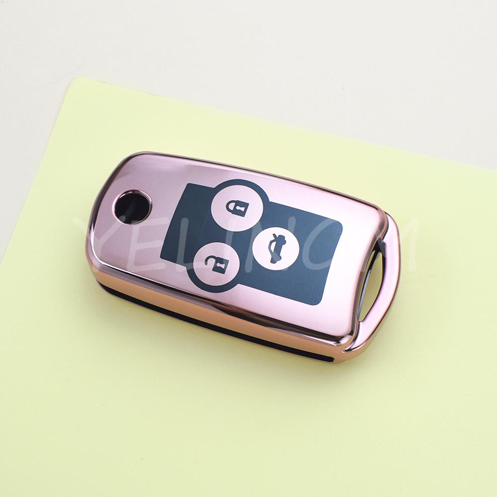 Car Flip Car Key Shell 2 3 Buttons Soft Tpu For Honda Civic Dio Fit Crv Hrv Accord Odyssey Jazz Folding Cover Protector Keychain