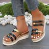 Fashion Plus Size Fashion Wedge Heeled Sandals for Women Summer Casual Non Slip Beach Shoes Woman Lightweight Slip On Platform Sandalias