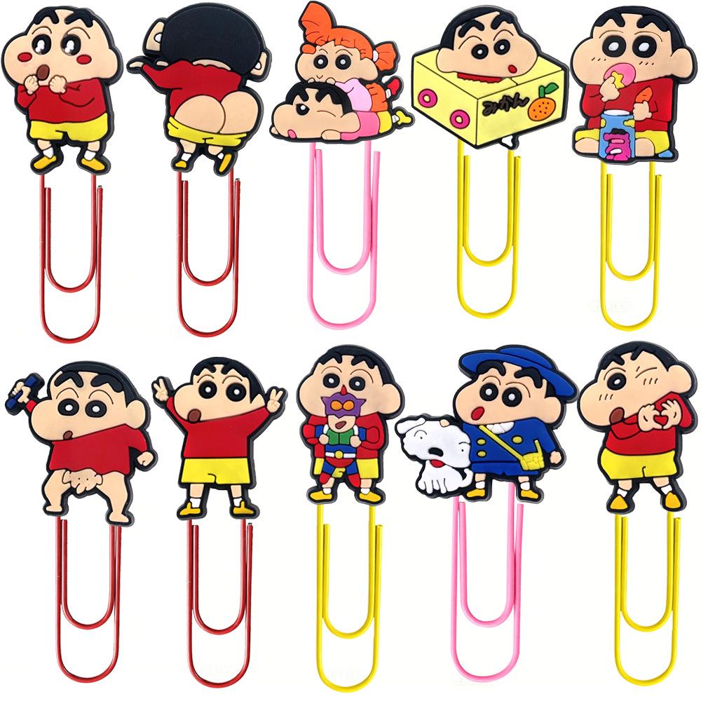 Crayon Shin-chan Hot Paper Clips: Colorful Student Stationery and Cartoon Bookmarks Cartoon Bookmark Crayon Shin-chan - 8 pieces