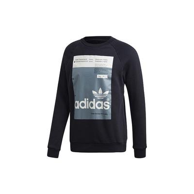 Felpa con scollo a girocollo sportiva Originals Trefoil da uomo Nera DH4786