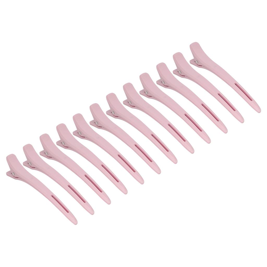 12Pcs Styling Hair Clips Slip Free Pink Duck Bill Clips for Flat Ironing Coloring Blow Drying