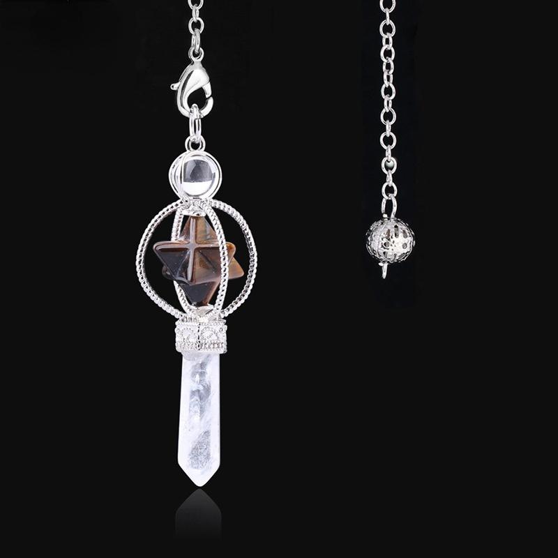 Moda cristal natural merkaba seis pontas estrela pingente espírito pêndulo rotativo merkaba ornamento pêndulo