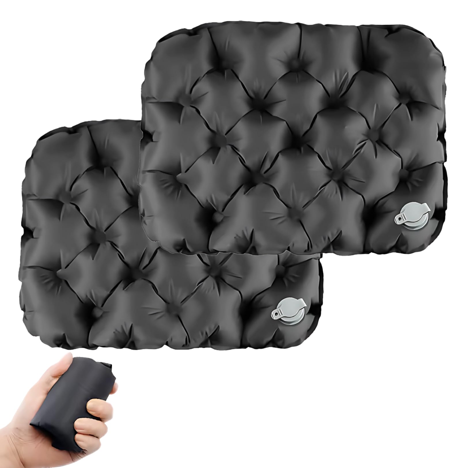 

PLEAVIT Air Cushion, Portable Folding Leisure Sheet, Stadium Cushion, Black, Set of 2