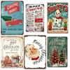 6pcs Iron Christmas Retro Tin Sign Wall Art Handmade Metal Decor for Home Bar Office Vintage Industrial Style