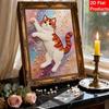 DIY Pearl Bead Art Canvas Cat Pattern Frameless Creative Craft Painting Kit for Relaxing Home Wall Decoration