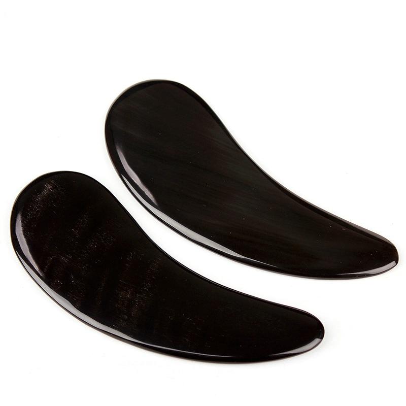 Natural Jaundice Horn Guasha Tool Gua Sha Plank Massage Board Scraping Barrels Tea Spoon Hollow Ribs Massager Foot Point Stick