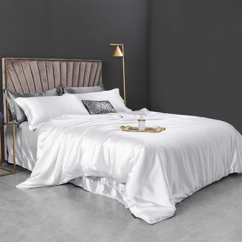 Imitation Silk 4-Piece Bedding Set: Duvet Cover, Fitted Sheet, Smooth Ice Silk Feel