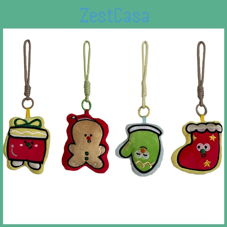 Plush Christmas Cookie And Sock Decorations With Short Plush For Bag Accessories