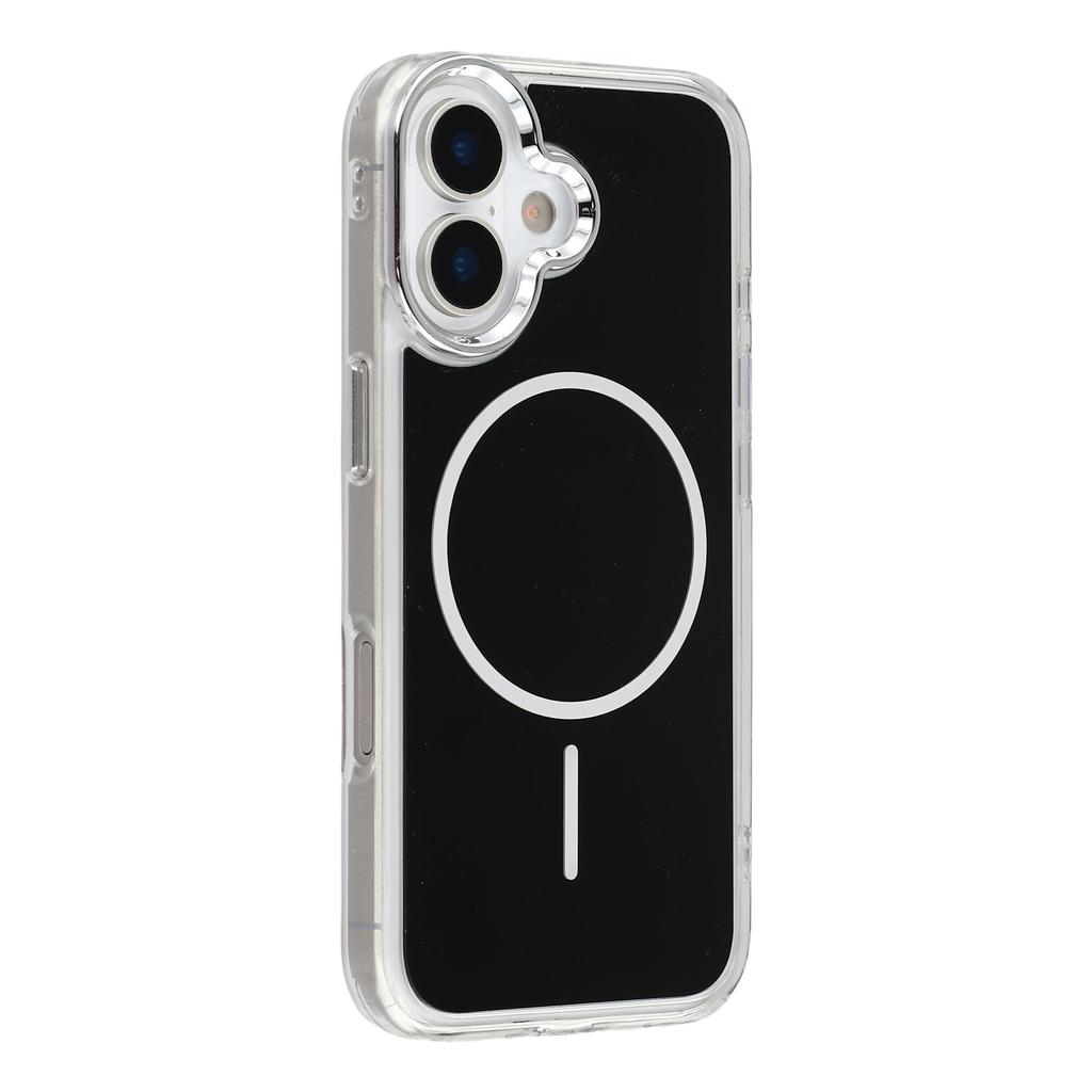 For iPhone 16 Magnetic Case Electroplated Camera Frame TPU Acrylic Anti-drop Phone Back Cover Compatible with MagSafe