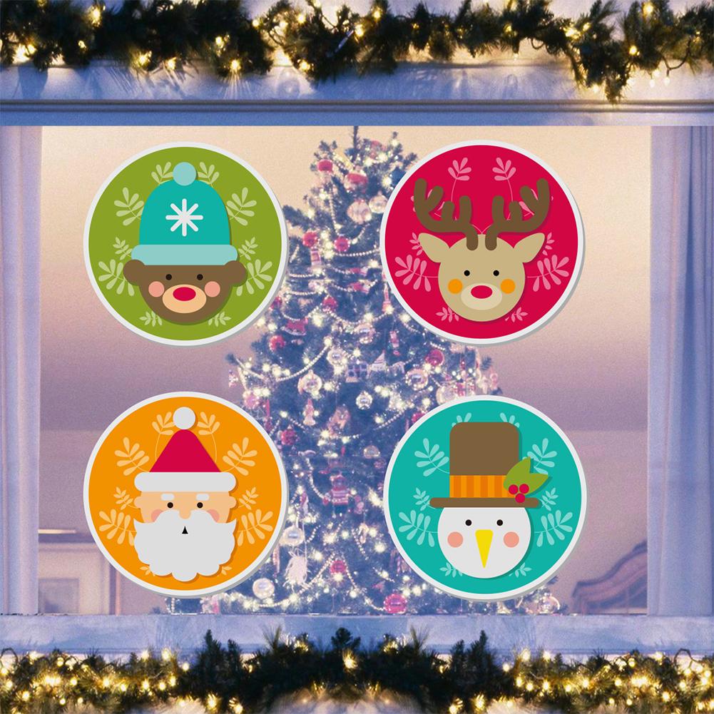 Buy 4pcs Santa Claus Snowman Christmas Wall Stickers Removable Glass ...