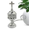 Detachable Metal Incense Tray Handmade Antique Incense Stove Cross Aromatherapy Furnace Church