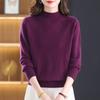 Women's Pure Wool Sweater - Thick Knit, Half-High Collar, Autumn/Winter Style for Middle-Aged & Elderly.