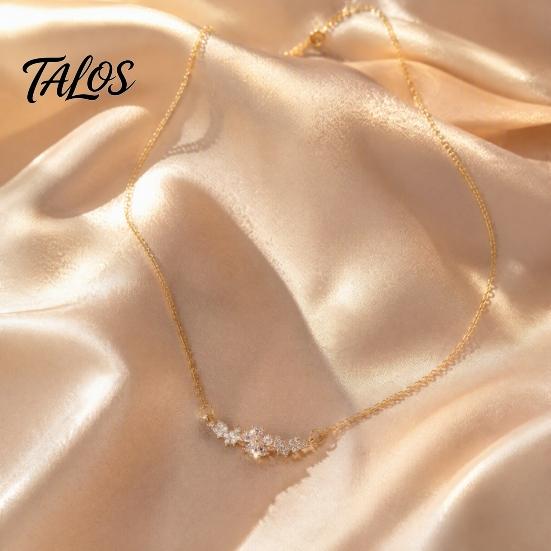 Elegant Neck Decoration 5 Petal Flower Zirconia Necklace, Minimalist Light Luxury Skin Friendly Alloy Necklace Choker for Women, Dainty Chain Layering