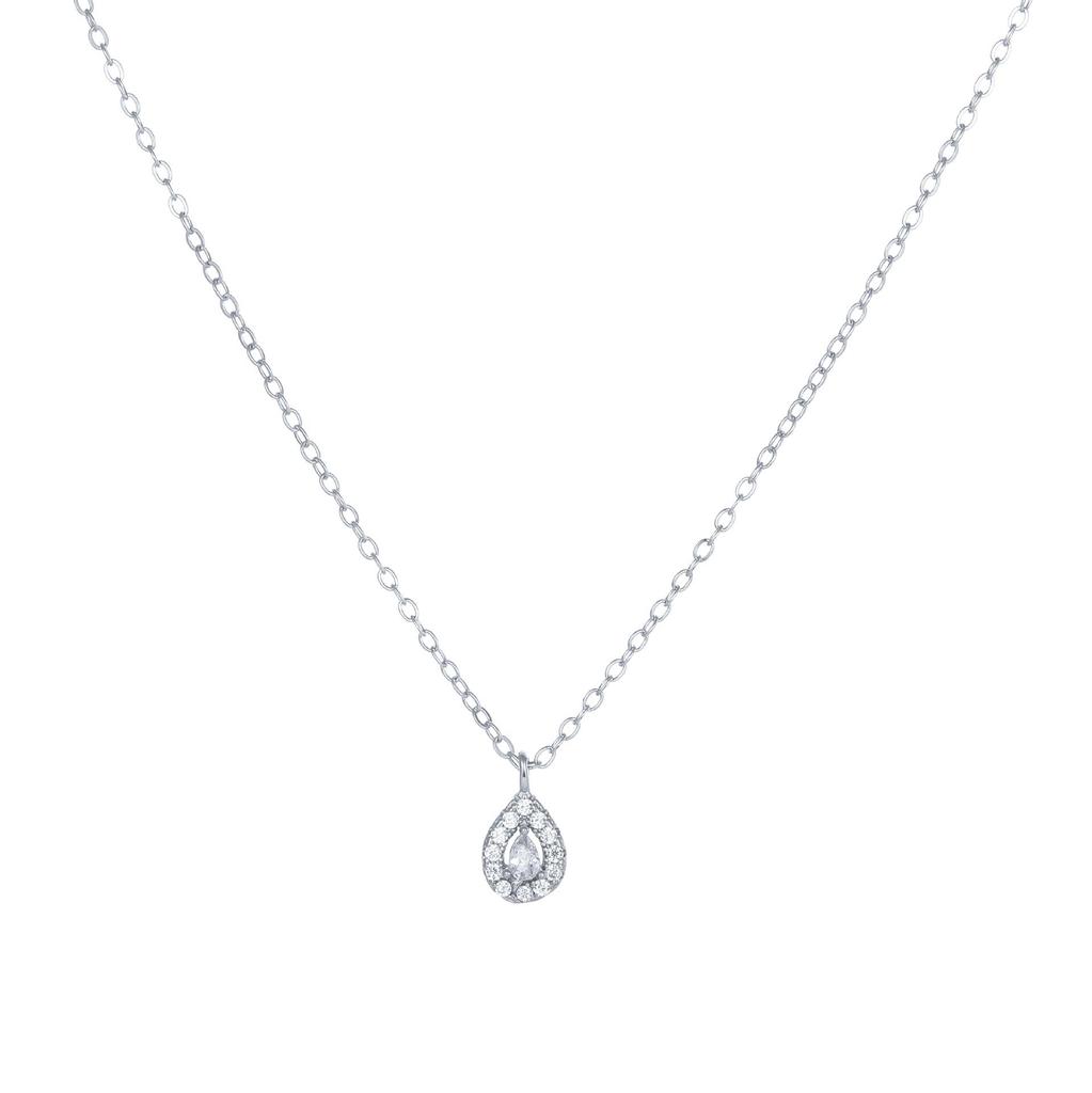 S925 Sterling Silver Teardrop Diamond Pendant Necklace - Elegant, Versatile, High-End Clavicle Chain for Women