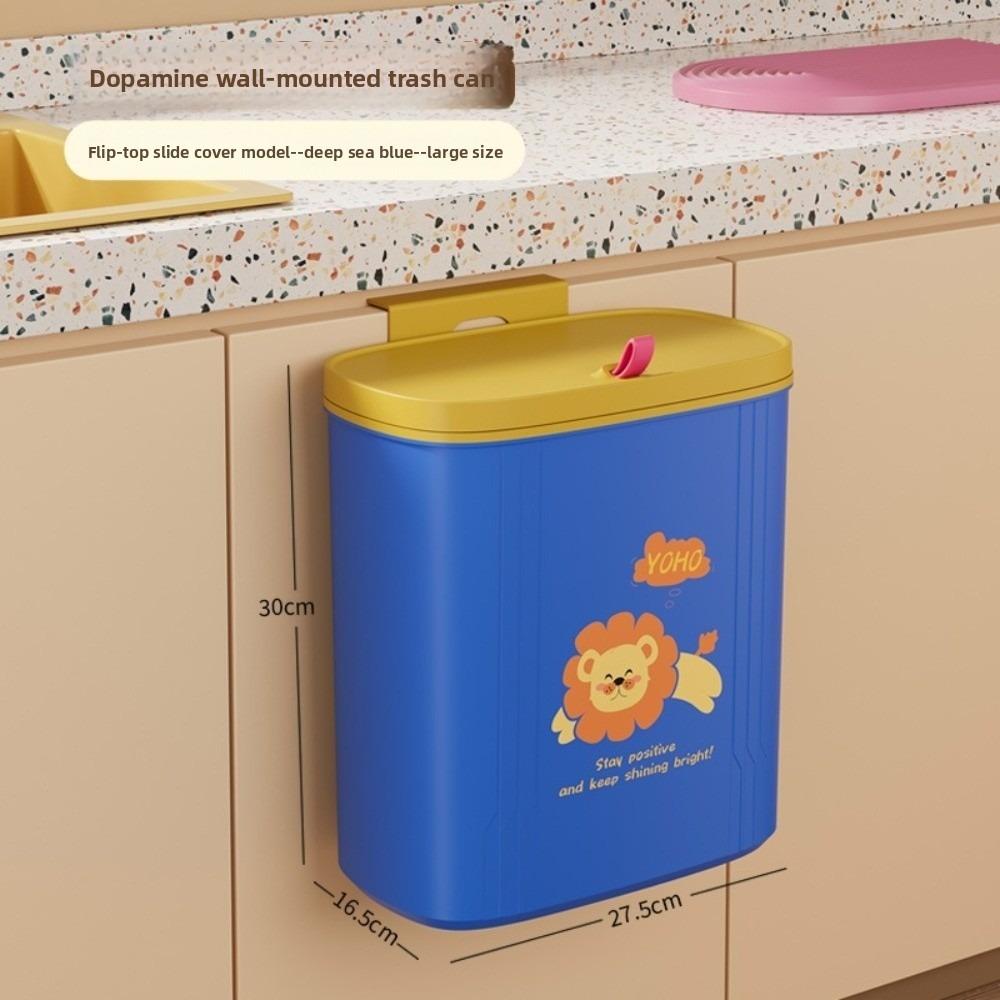 New 2 Type Kitchen Trash Bin Leak-Proof Space-Saving Wall-mounted Trash Can Candy Color with Lid Garbage Can Kitchen Use