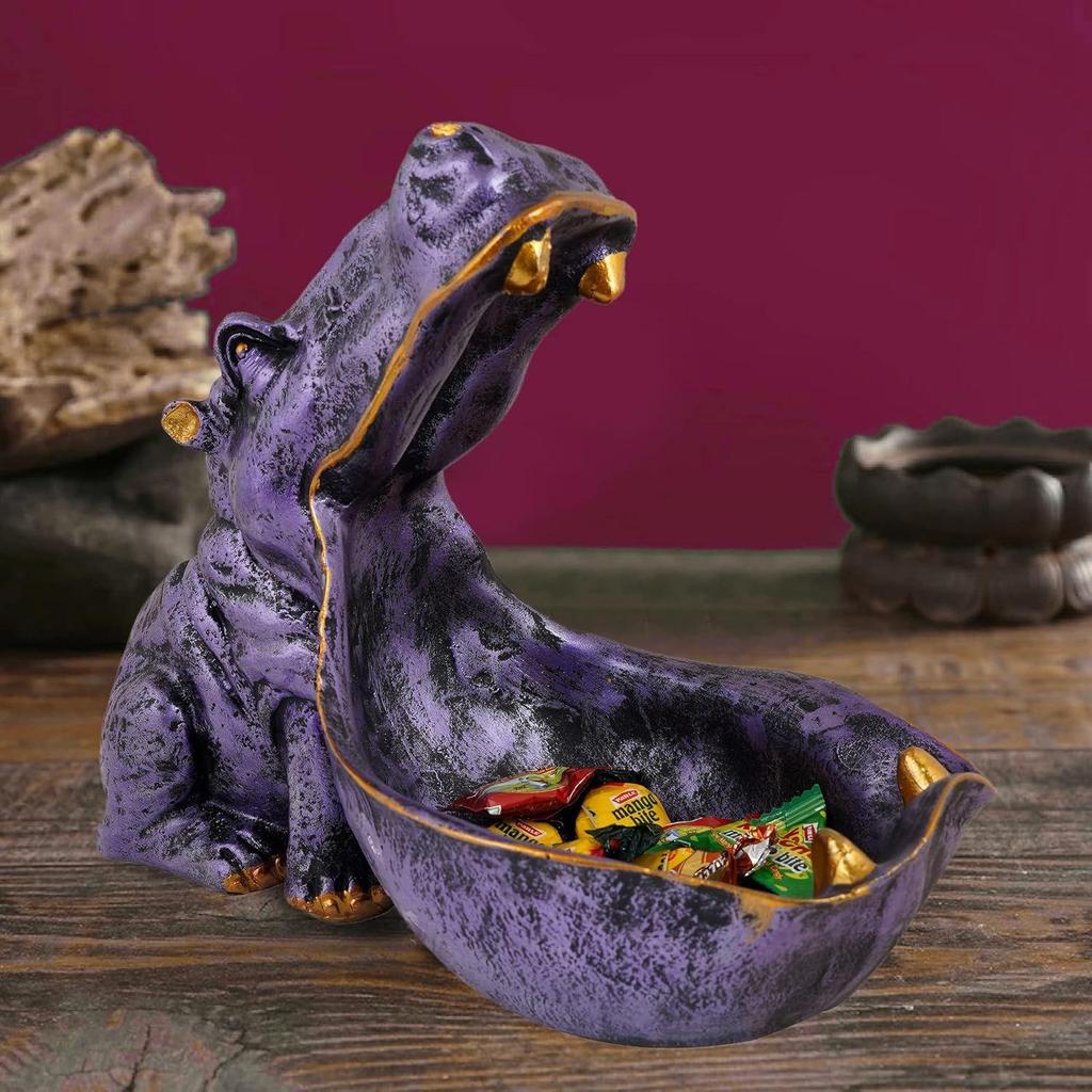 Hippopotamus Showpiece for Home Decor Showpiece|Hippo Showpiece for Home Decorative Showpiece (Hippo Purple), 10x7 cm