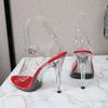 Women’s Sandals Fashion Transparent Crystal Heel Women‘s Shoes Large Size 35-43 Fish Mouth Party Wedding Shoes
