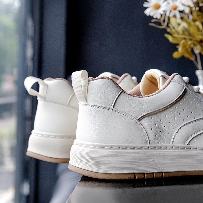 Little White Shoes Men's Autumn New Casual Leather Shoes Trendy High-end Leather Board Shoes Thick Soles