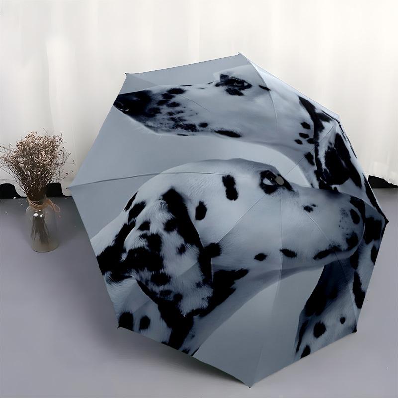 1pc Dalmatian Automatic Open/Close Umbrella 8-Rib Strong Frame, Portable Travel Umbrella for Women & Men, Birthday Gift Parties 023