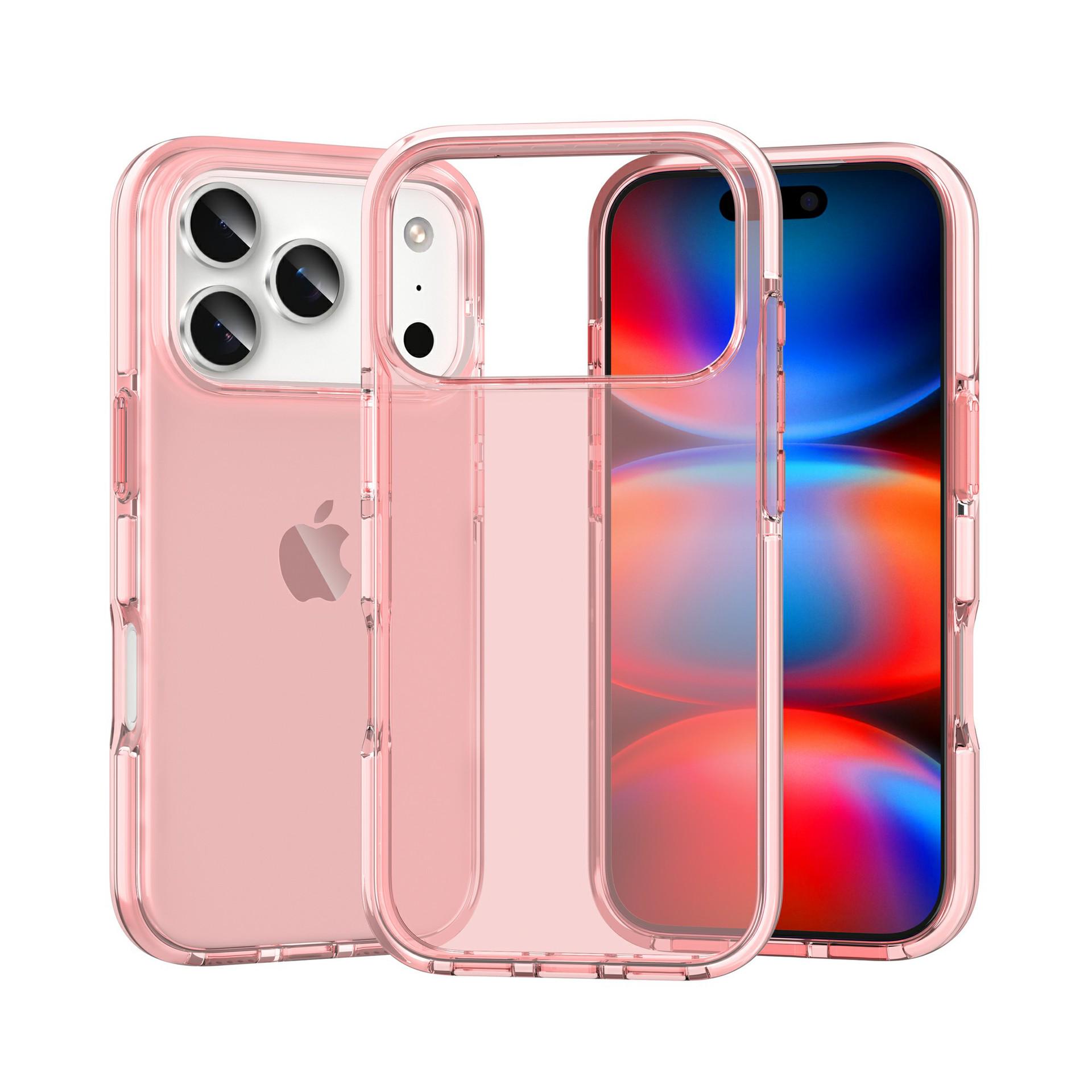 iPhone 17 Pro Max Two-Tone Glitter Transparent Silicone Case with Lens Protection 14