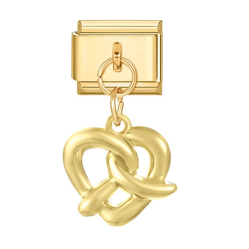 Gold Color Heart Lips Bow Knot Rose Swan Fishbone Pendant Charm Links Fit 9mm Stainless Steel Bracelet DIY Making Men Women Gift
