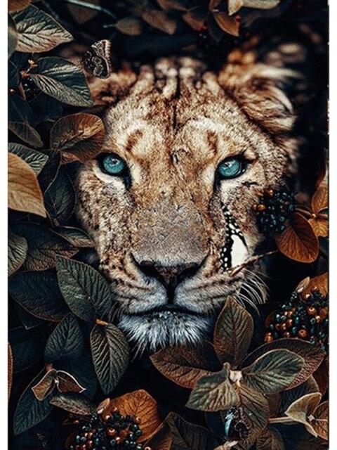 5d Full Round Diamond Painting Animals Wolf Tiger Lion Picture Round Rhinestone Embroidery Mosaic Cross Stitch Fabulous Art