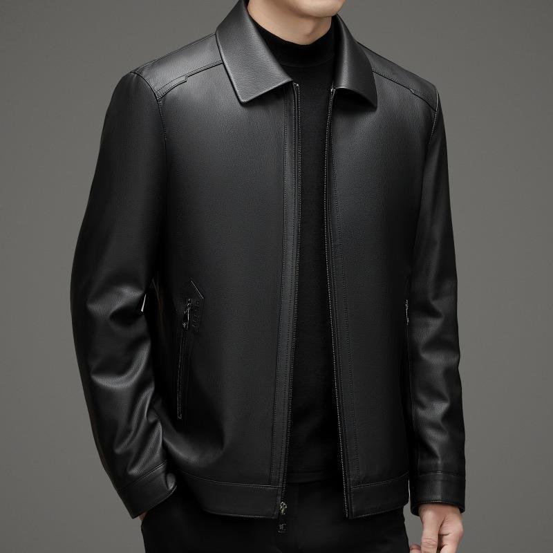 Down jacket men's winter sheepskin thickened men's leather jacket middle-aged dad warm leather jacket