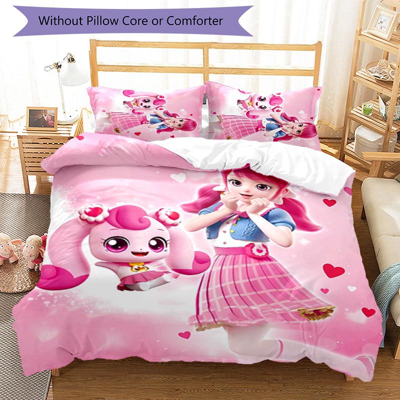 3pcs Catch! Teenieping pattern bedding set duvet cover set includes duvet cover &pillowcases, perfect all season bedroom decoration & gift