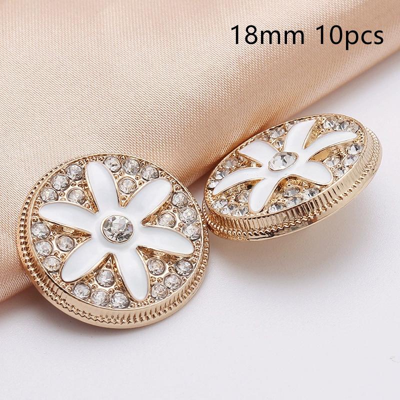 10Pcs 18/20/25Mm Flower Pearl Rhinestones Plastic Shank Buttons For Women Garment Jacket Sweater Handmade Sewing Accessories