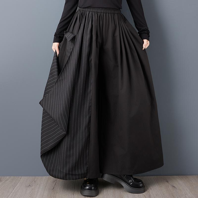 DIMANAF Plus Size Women New Long Pants Loose Trousers Big Size Casual Spring Autumn Solid Black Bottoms Skirts