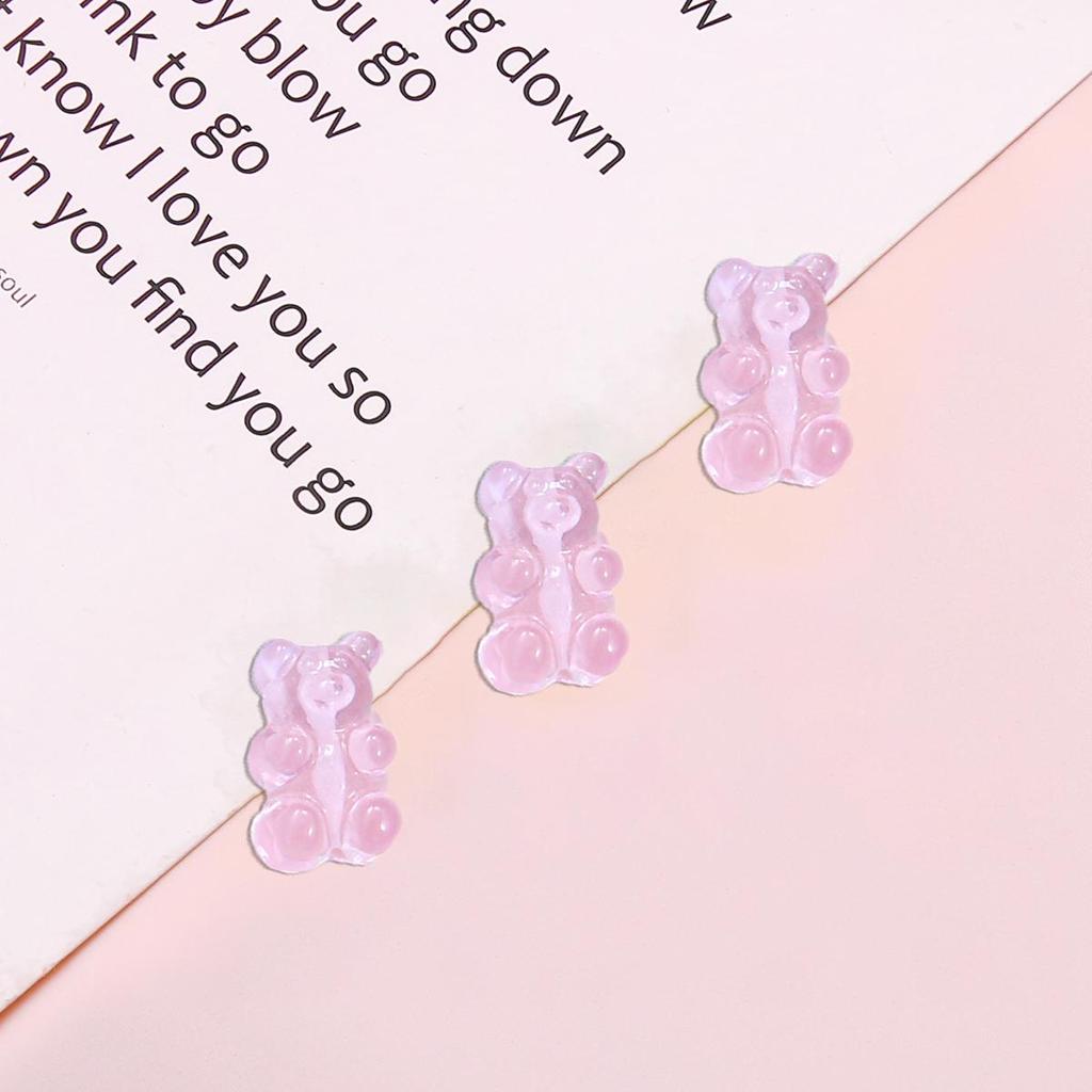 10pcs Resin Candy Color Bear Charms Pendant Beads for Necklace Bracelet Jewelry Making