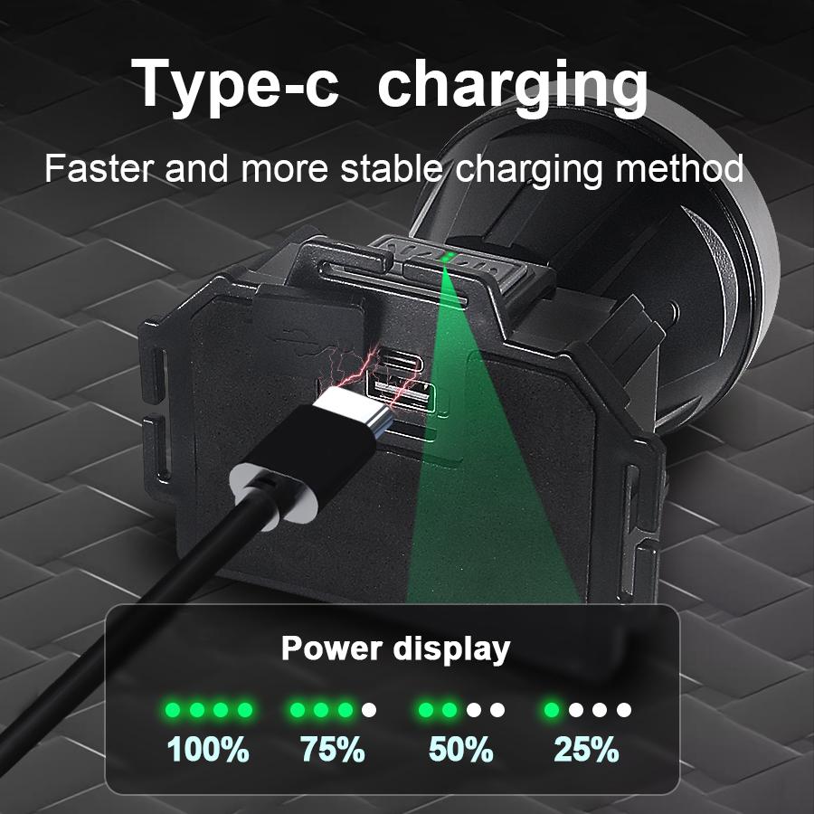 30W Super Bright IR-sensor hodelykt Vanntett Justerbar hodelykt Lett bærbar lanterne Utendørslys Nattcampinglampe
