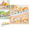 Wooden Animal Cat Panda Toy Train With Interlocking Carriages For Baby Development And Kids Play