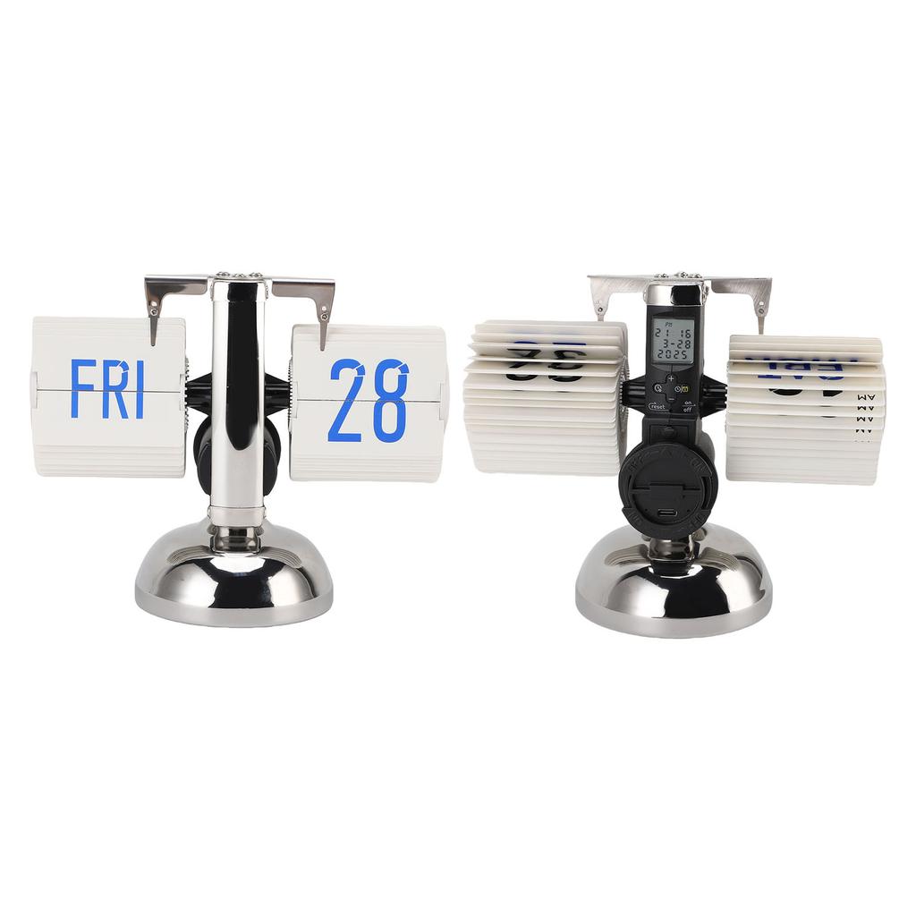 Desk Clock 12 Hours Vintage Minimalist Digital Display Battery Operated Automatic Mechanical Clock for Home