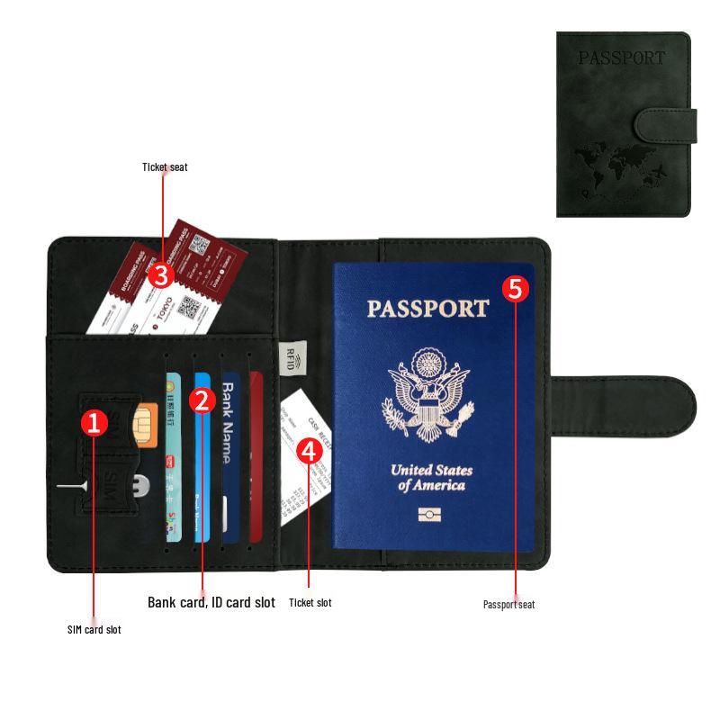 Customizable PU Leather Anti-Magnetic Passport Holder with Magnetic Buckle and Enterprise Logo