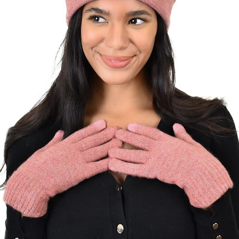 

Winter Adult Warm Gloves For Women, Versatile And Warm, Knitted With Thick Fleece And Touchscreen Technology. One Size рожевий
