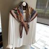 Herringbone pattern double-sided square scarf temperament sense outer fit elegant female versatile flow silk scarf breathable scarf square scarf
