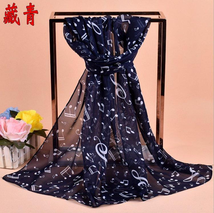New Fashion Music Symbols Ladies Scarf Printed Chiffon For Ladies Women Girls Scarf Beach