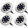 Solar Ground Lights, Solar Garden Lights, 8 Wick Warm Light Outdoor Solar Disk Lights, Waterproof In-Ground Lights, Landscape Lights for Pathway,
