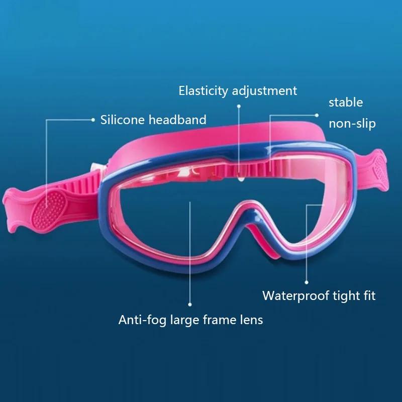 Outdoor Swim Goggles Large Frame Waterproof and for Kids Anti-Fog UV Protection Swimming Glasses for 8-13 Years Children