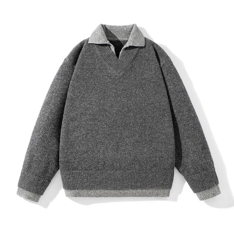 Herren Retro V-Ausschnitt Strickware: Winter-Oberbekleidung im Old Money Stil mit Revers