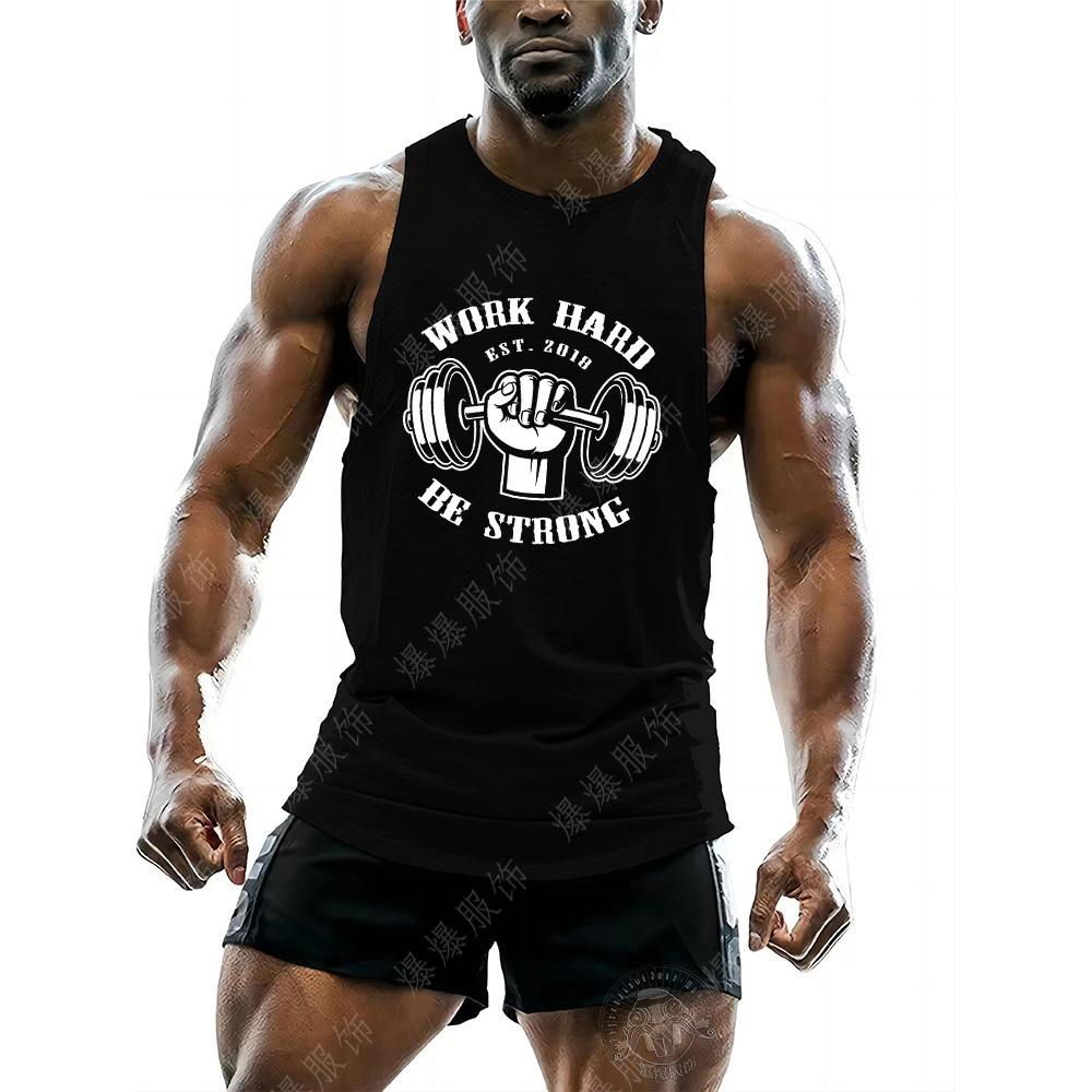 Sommer Rundhals 3D Fitnessmuster Bedrucktes Top Modische Lässige Outdoor Sport Ärmellose Weste Herren T-Shirts