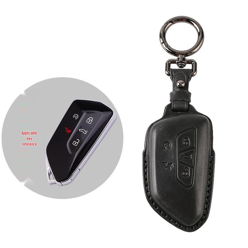 

Volkswagen MK8 Golf Leather Key Case: Genuine Cowhide Protective Cover чёрный