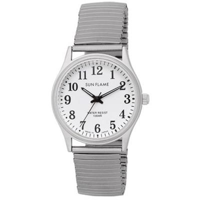 Pantaloni da uomo J-AXIS MJG-X09-W (SUNFLAME Quarzo Unisex Sole Fiamma) Orologio tondo in lega d'argento analogico