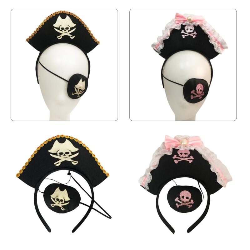 Girl Halloween Headbands Pirate Eyepatch Headwear Hairbands Fun Headwear